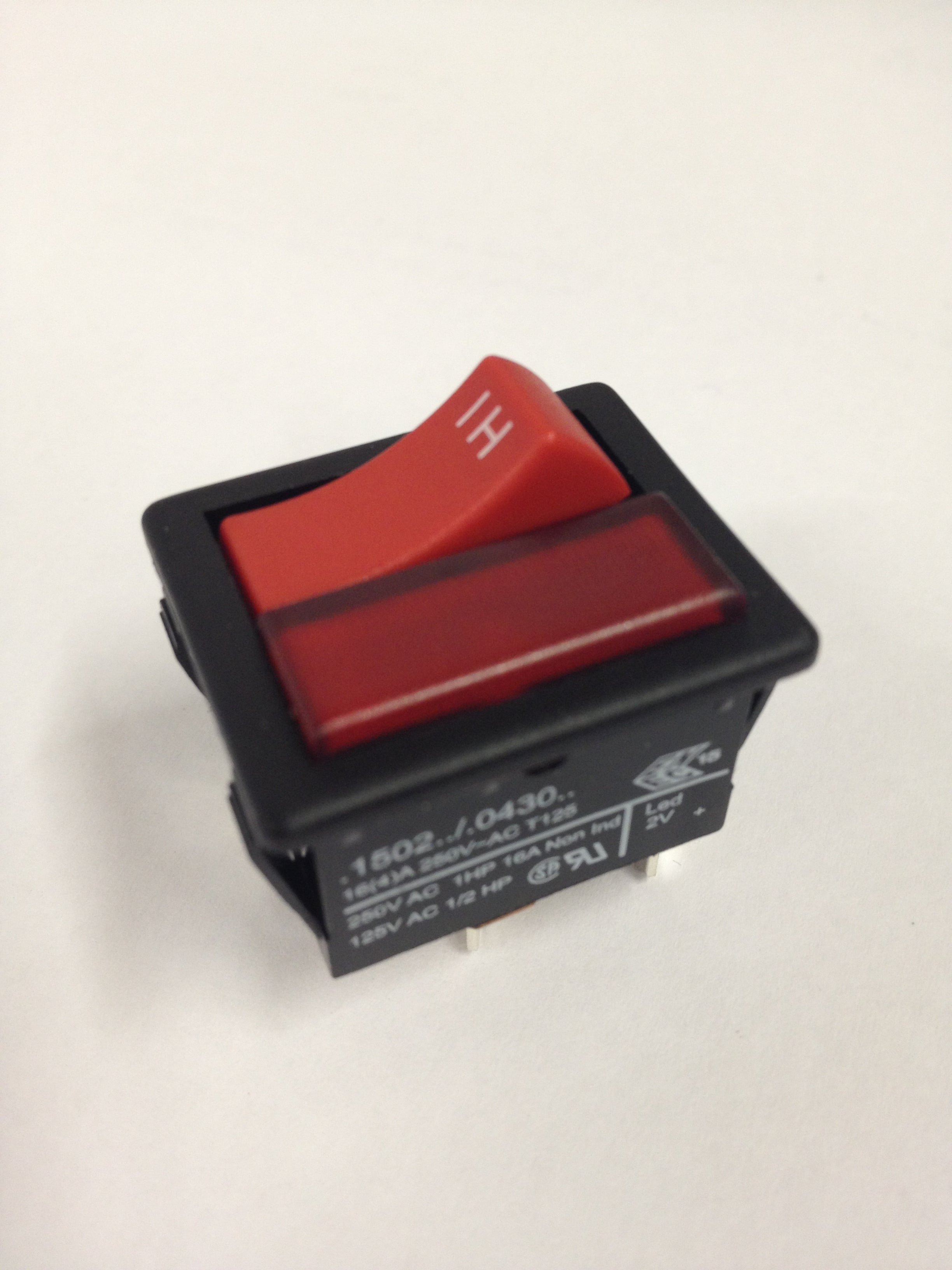 Numatic Red Momentary Rocker Switch.Black Body.Red Illumination Window (Ref C1502 W/C0430 At)