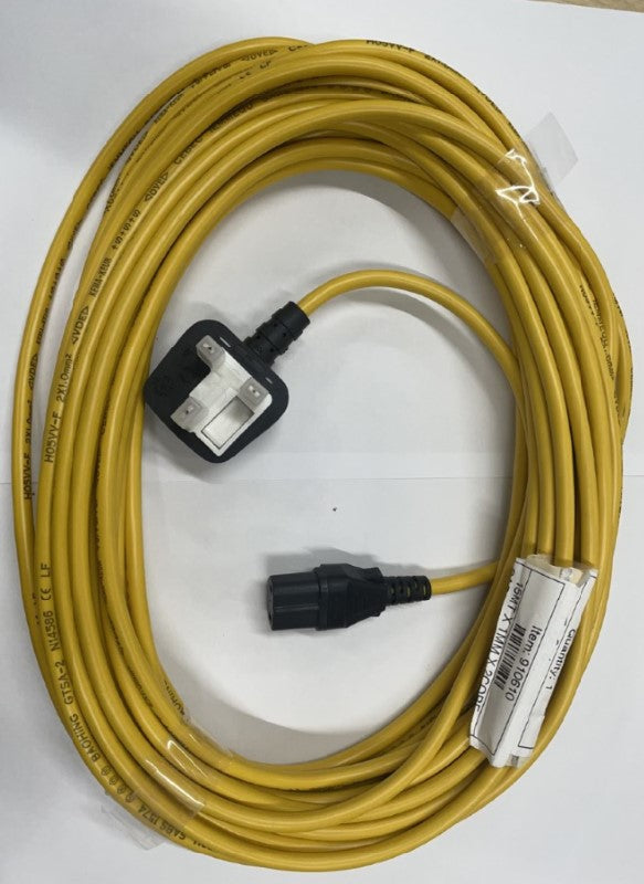 Numatic - 910610 - 15 METRE X 1MM X 2 CORE CABLE IEC to UK PLUG - YELLOW - rsv150