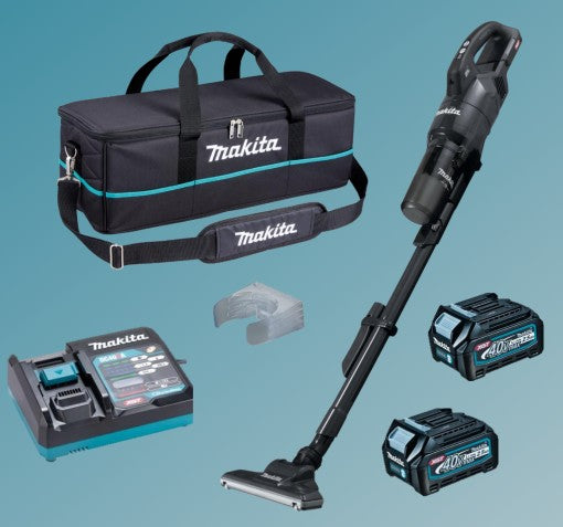 Makita - 40V XGT Brushless Stick Vac - Black - Cyclone - 2 x 2.5ah batts & single charger