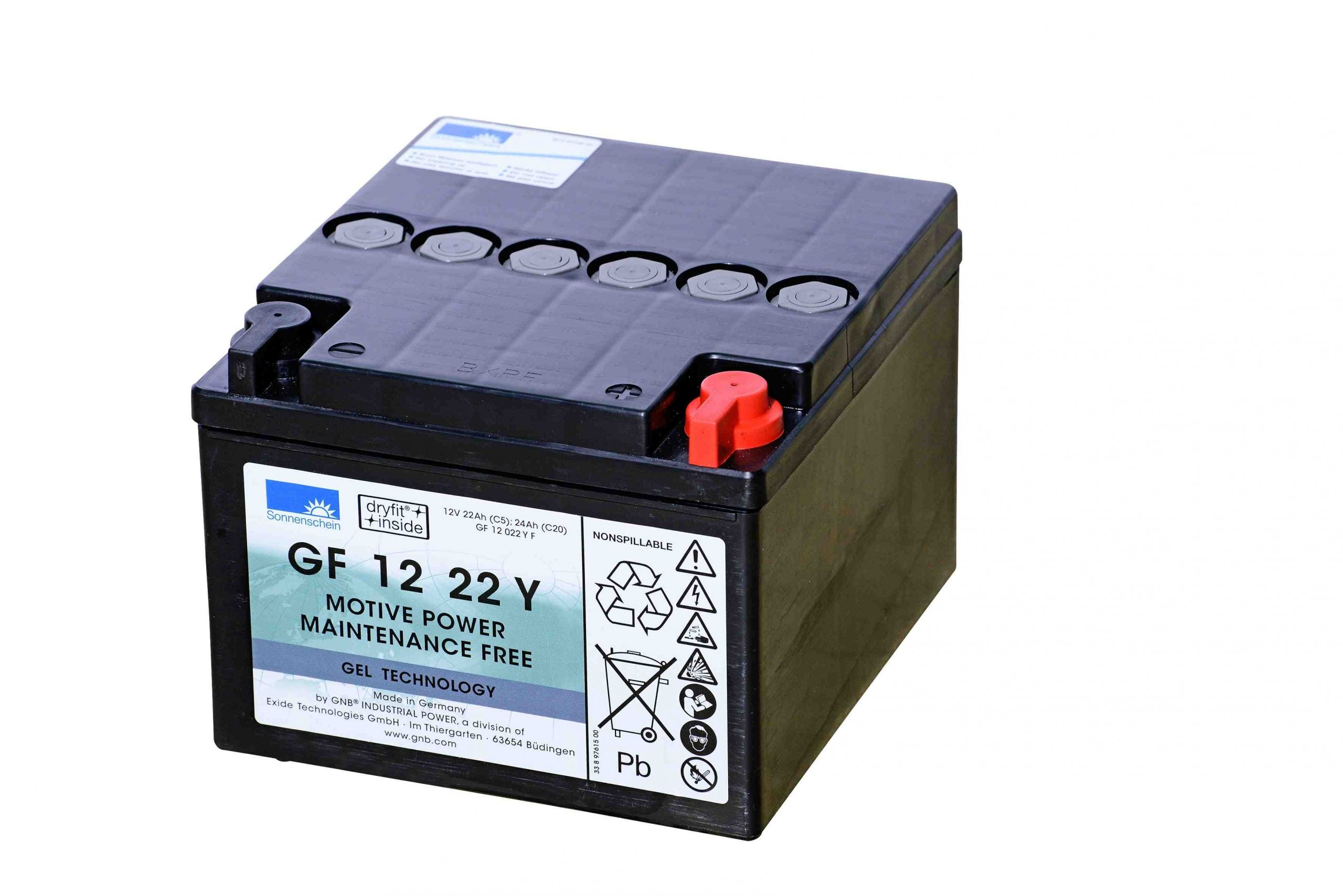 Sonnenschein - GF12022YF - GF1222Y - 12v - 24ah -  GEL GF-Y - 450 Cycles - 167 x 176 x 126 - 9.6 kgs