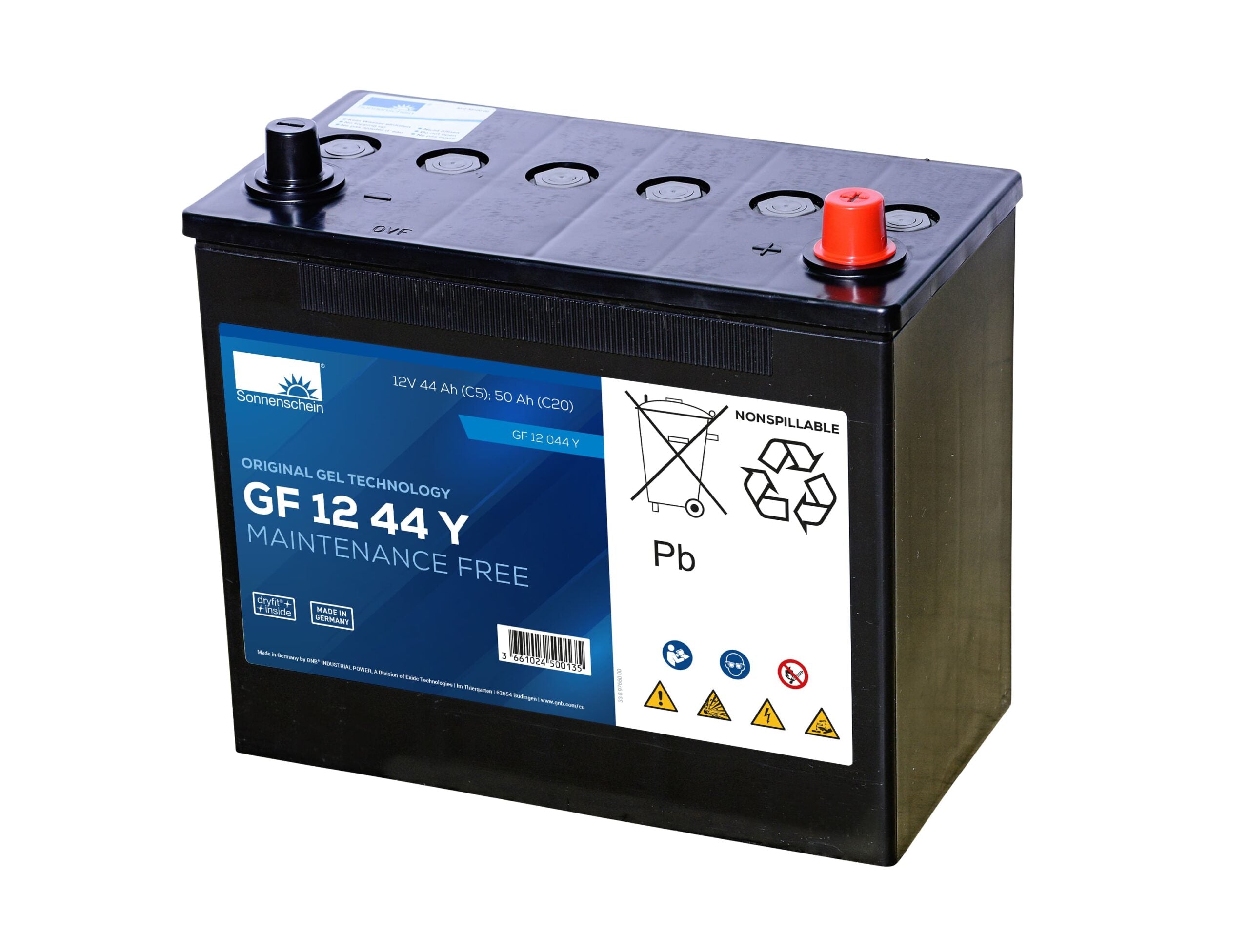 Sonnenschein - GF12044Y - GF1244Y - 12v - 50ah -  GEL GF-Y - 450 Cycles - 261 x 135 x 230 - 19 kgs