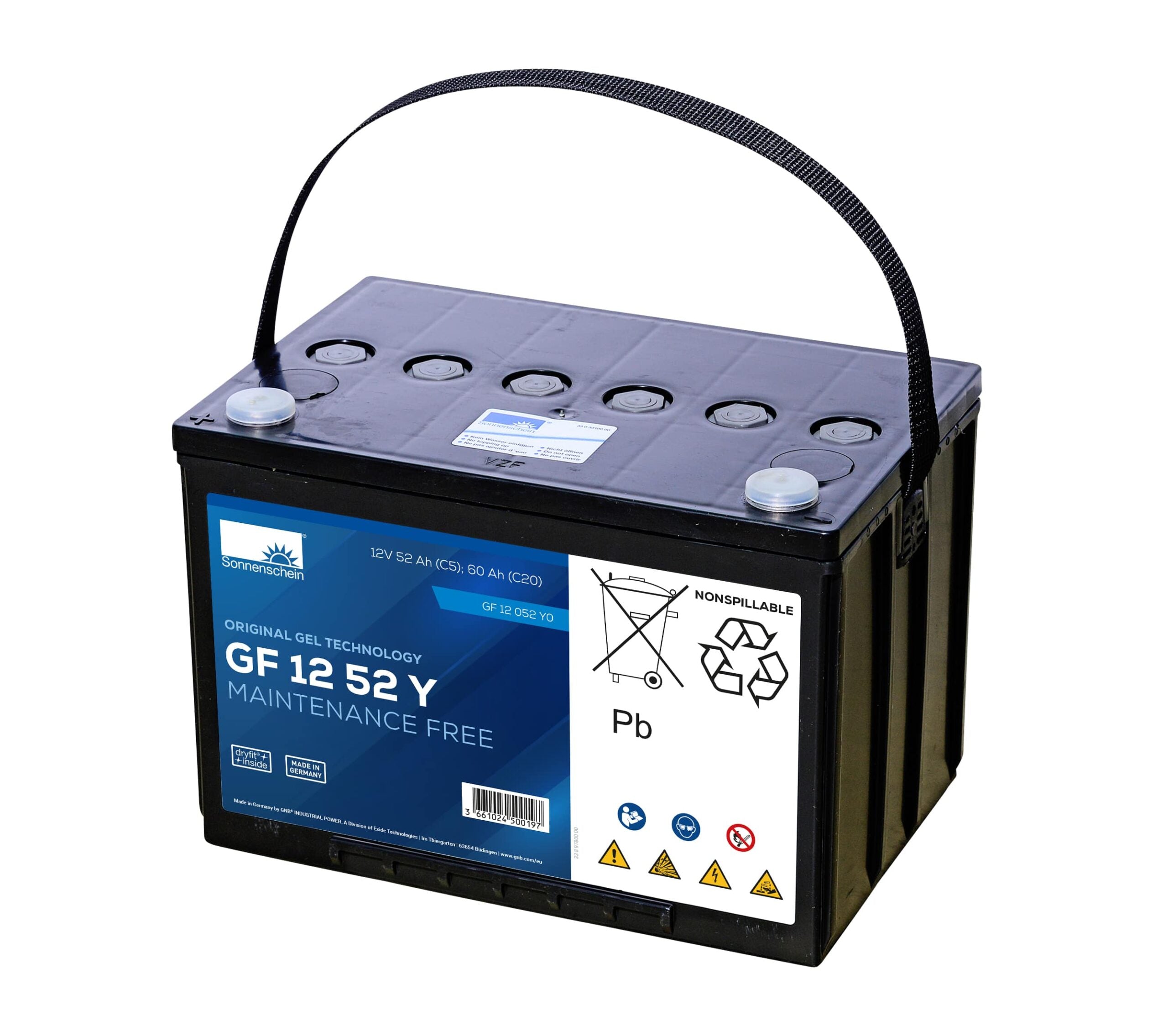 Sonnenschein - GF12052YO - GF1252Y- 12v - 60ah -  GEL GF-Y - 450 Cycles - 261 x 170 x 178 - 19.8 kgs