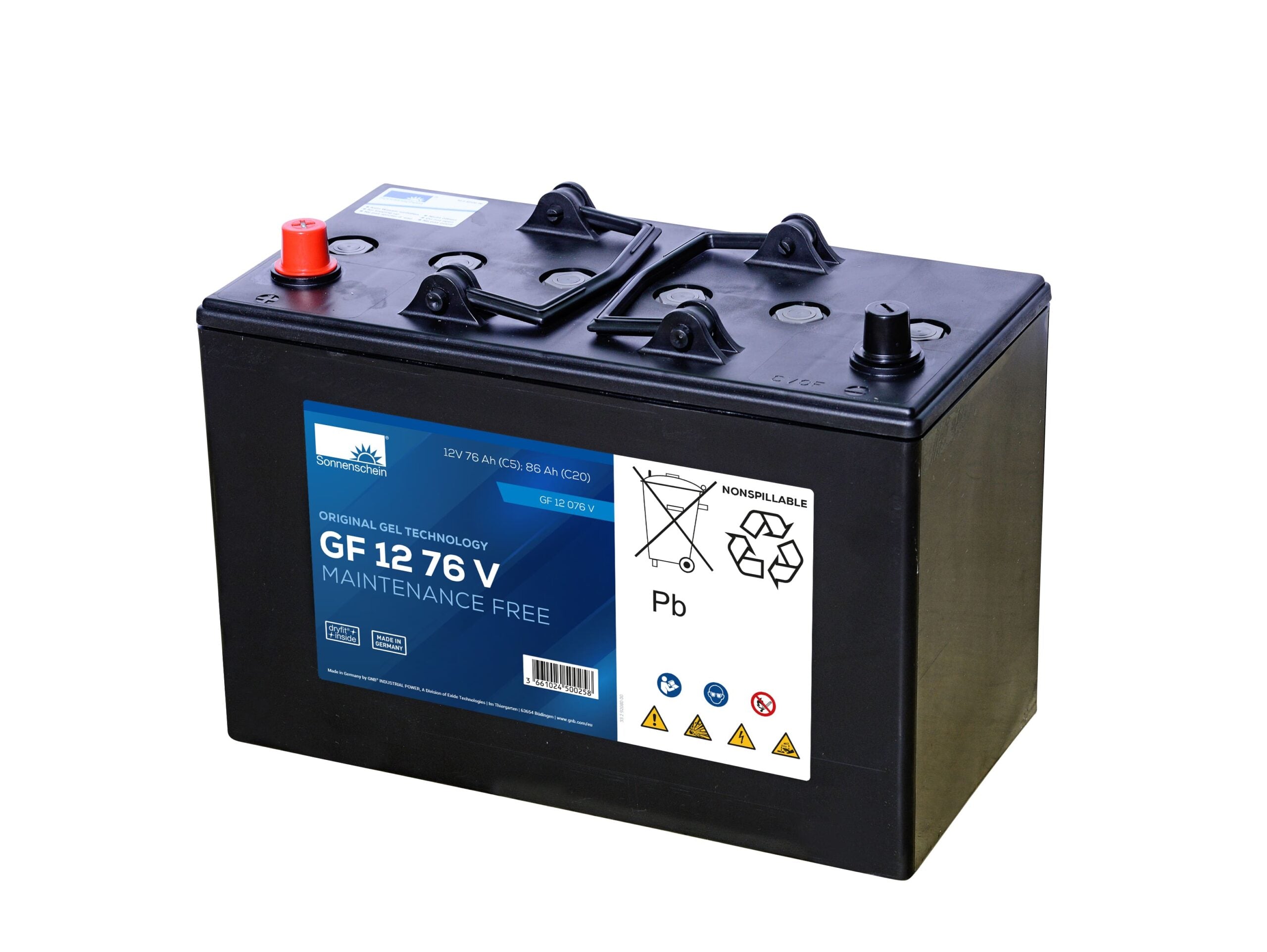 Sonnenschein - GT12075 - GT12075 12v - 86ah  TAB motion Gel 700 Cycles  - 352 x 175 x 232 - 29 kgs