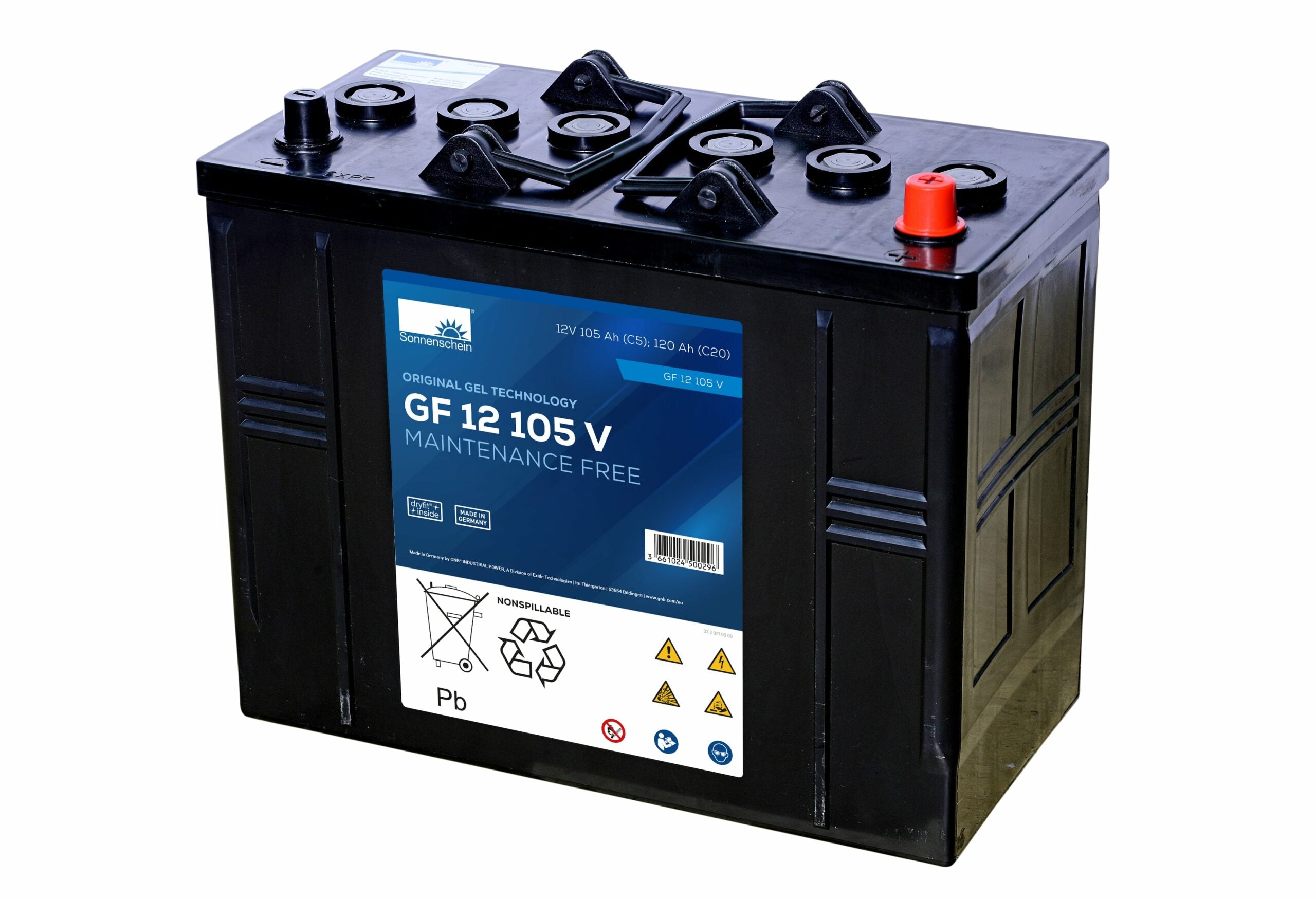 BSH - GF12105V - GF12105V 12v - 120ah - SONNENSCHEIN GEL GF-V - 700 Cycles  - 345 x 174 x 283 - 37.5 kgs