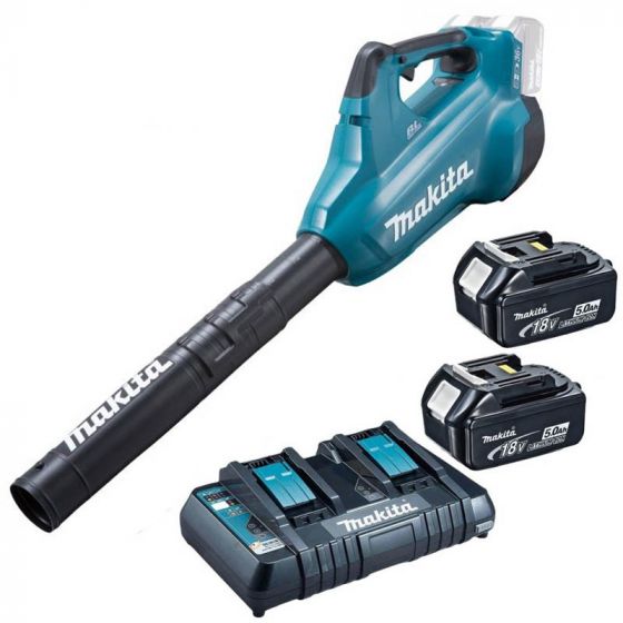 Makita - Twin 18V Brushless Blower,  2x5AH batteries, 1 Twinport Fast Charger