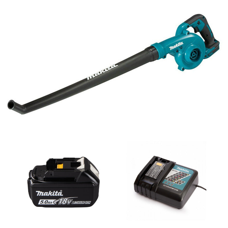 Makita - 18v LXT Blower (long nozzle) with 1x 5.0Ah battery and DC18RC charger