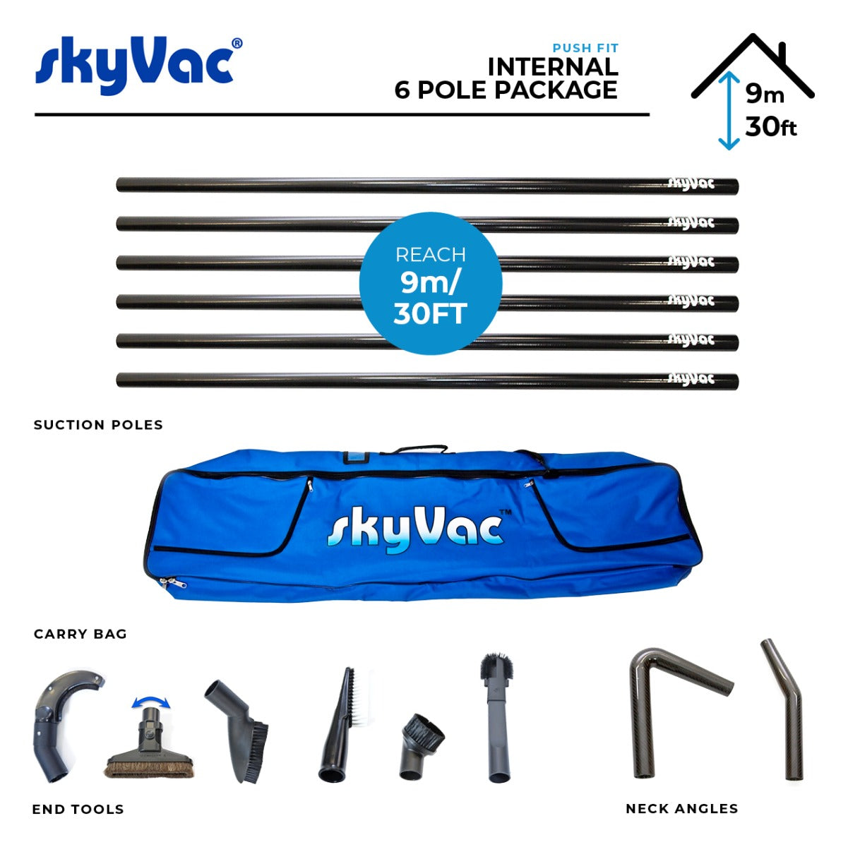 Skyvac - SKYVAC-INT-6-POLE-SET - Internal Suction 6 Pole Set