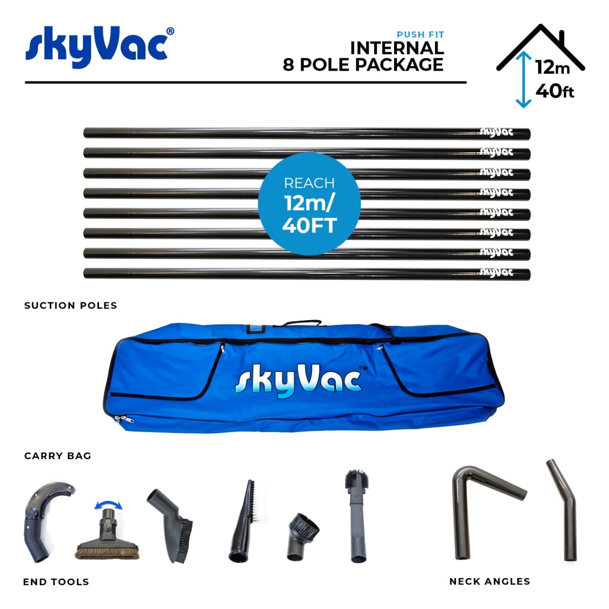 Skyvac - SKYVAC-INT-8-POLE-SET - Internal Suction 8 Pole Set