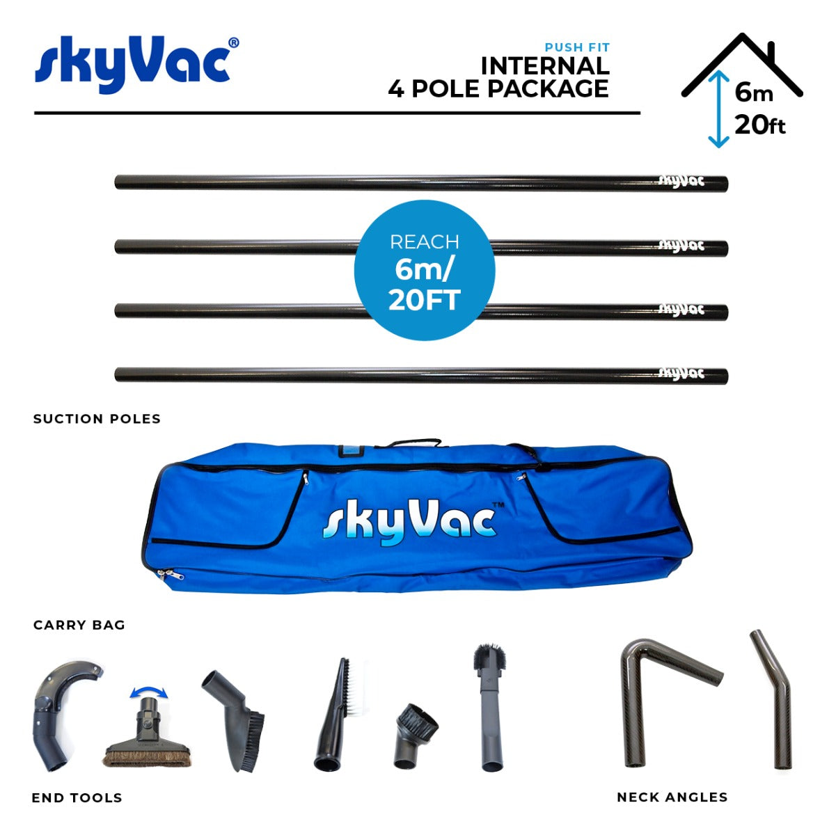 Skyvac - SKYVAC-INT-4-POLE-SET - Internal Suction 4 Pole Set