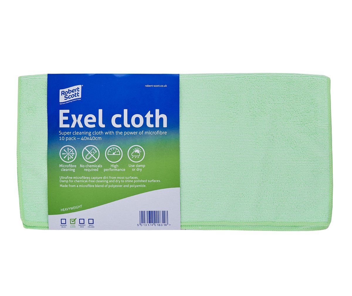 Robert Scott 40x40cm Exel Supercloth Green Pack of 10 Cloths