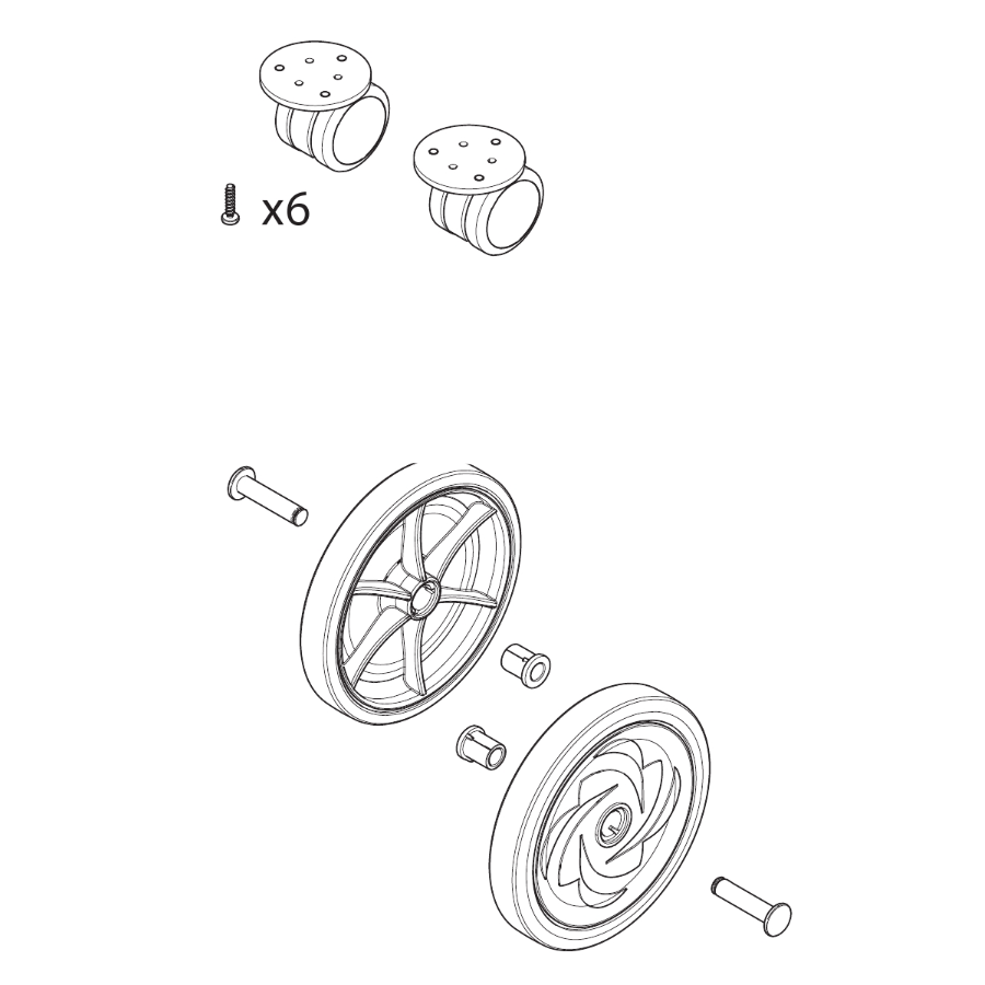 Nilfisk VP600 wheel kit - Front and rear wheels -  Vacuum Cleaner Wheel - Nilfisk Alto