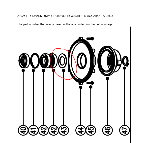 Numatic 61.75/61.95 mm Od 38/38.2 Id Washer Abs Gear Box