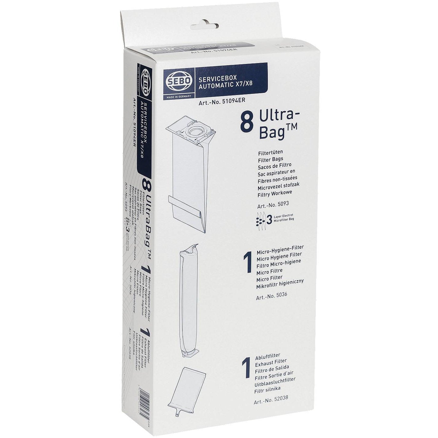 Sebo 51094ER X7 and X8 Service box -  Dustbags - Sebo