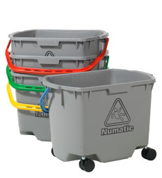 Numatic Multimop Bucket 30 Litre. Grey. Blue Handle With 50 Mm Castors