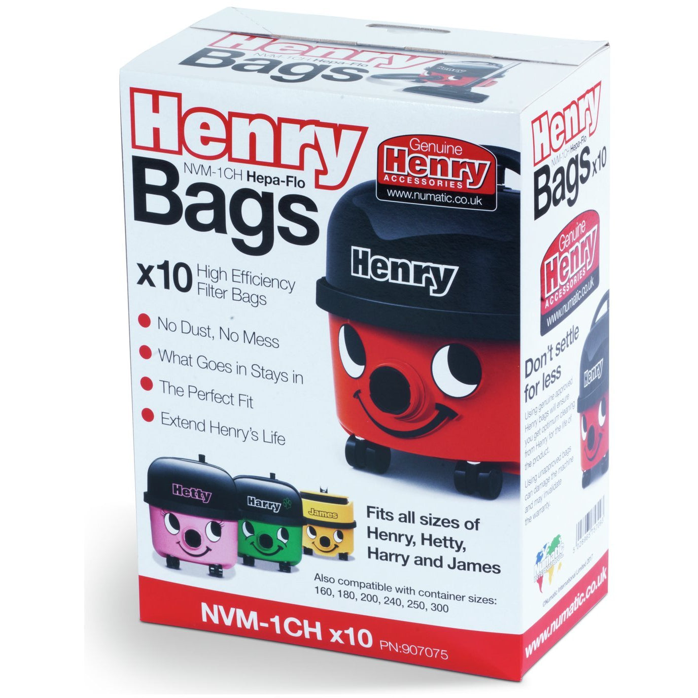 Genuine Henry Bags Pack Of 10 Dustbags - NVM1CH - Henry, Hetty, Basil, Harry, James Bags -  Dustbags - Numatic