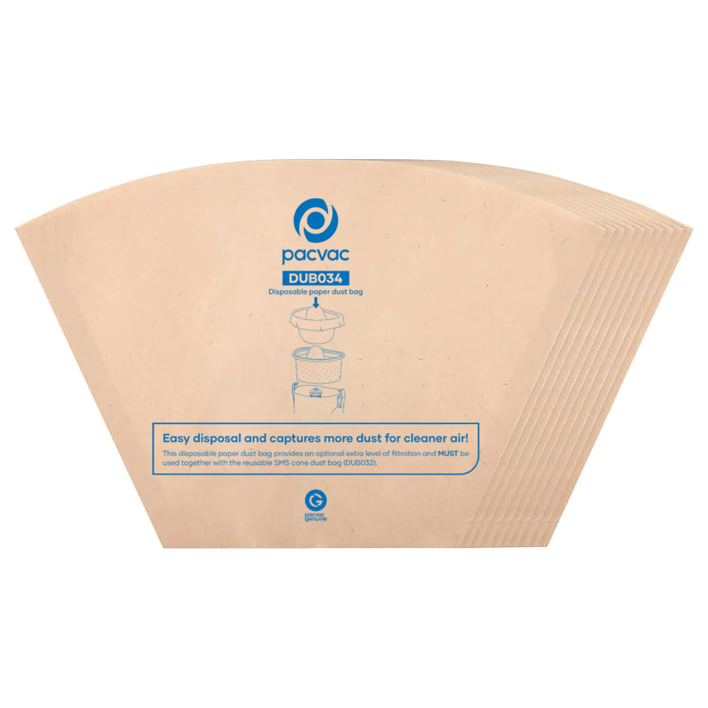 Pacvac Disposable Paper Dust Bags for the Velo (Hypercone)