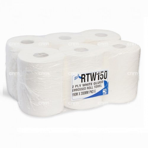 2 Ply White Roll Towel - 200mm x 150 Meters -  Roll Towel - Candor Services